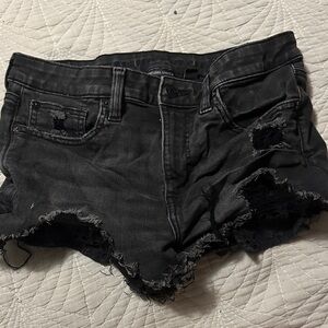 American Eagle Outfitters Black Distressed Jean Shorts